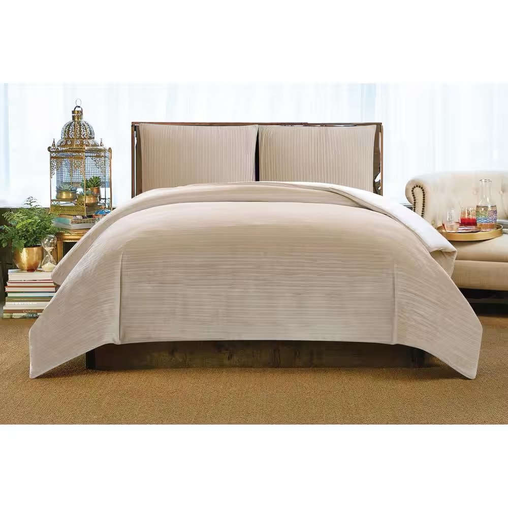 Christian Siriano Cream Comforter Set with Luxurious Texture